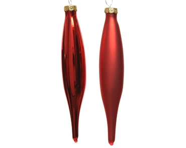 Decoris kerstballen ijspegel glas | 6 stuks | 15 centimeter | kerstrood - afbeelding 2