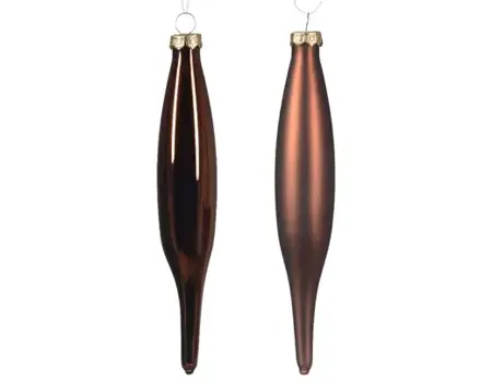 Decoris kerstballen Ijspegel glas 6st espresso 15cm - afbeelding 2