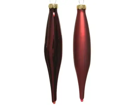 Decoris kerstballen Ijspegel glas 6st ossenbloed 15cm - afbeelding 2