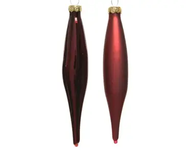 Decoris kerstballen Ijspegel glas 6st ossenbloed 15cm - afbeelding 2