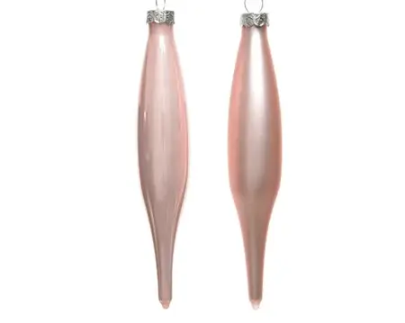 Decoris kerstballen Ijspegel glas 6st poederroze 15cm - afbeelding 2