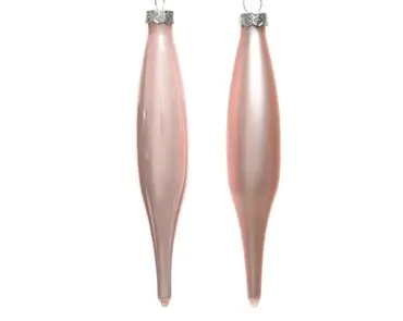 Decoris kerstballen Ijspegel glas 6st poederroze 15cm - afbeelding 2