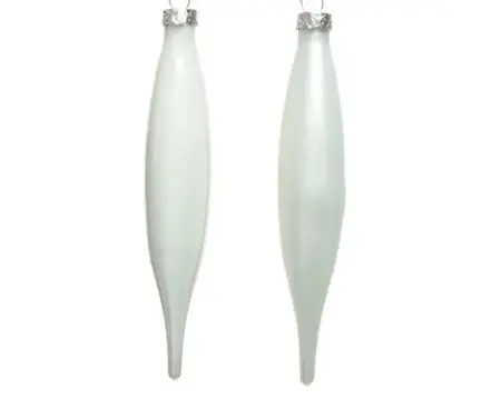 Decoris kerstballen ijspegel set glas | 6 stuks | 15 centimeter | winterwit - afbeelding 2