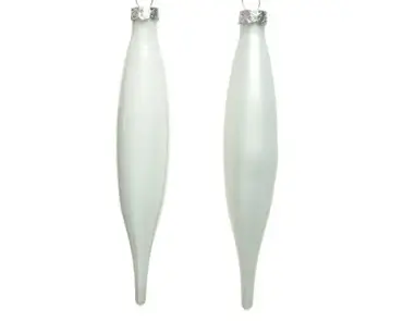 Decoris kerstballen ijspegel set glas | 6 stuks | 15 centimeter | winterwit - afbeelding 2