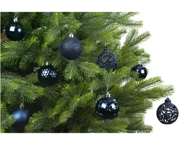 Decoris kerstballen plastic 6cm 37st nachtblauw - afbeelding 4