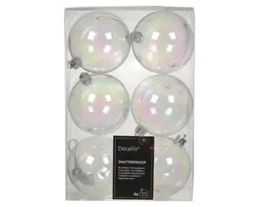 Decoris kerstballen plastic 8cm transparant/iris 6st - afbeelding 1