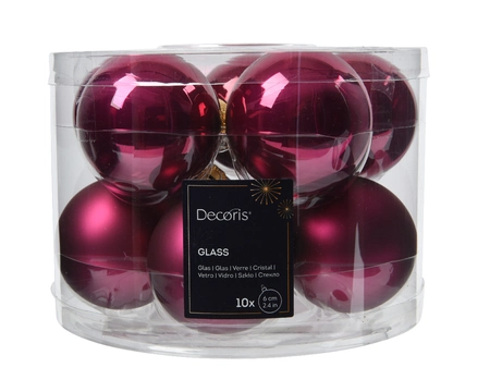 Decoris kerstballen set glas | 10 stuks | 6 centimeter | granaatappel - afbeelding 1