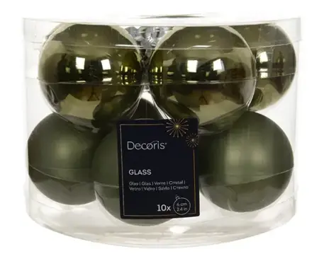 Decoris kerstballen set glas | 10 stuks | 6 centimeter | rosemarijn