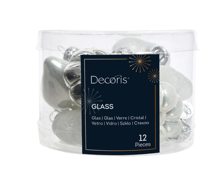 Decoris kerstballen set glas | 12 stuks | 4 centimeter | zilver - afbeelding 1