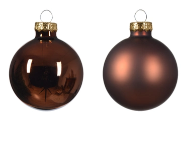 Decoris kerstballen set glas | 12 stuks | 5 centimeter | espresso - afbeelding 2