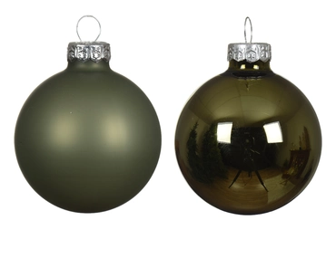 Decoris kerstballen set glas | 12 stuks | 5 centimeter | rosemarijn - afbeelding 2