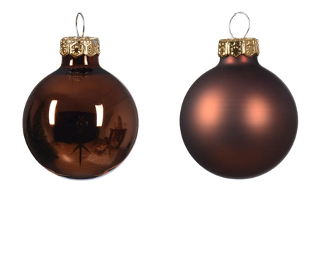 Decoris kerstballen set glas | 16 stuks | 3.5 centimeter | espresso - afbeelding 2