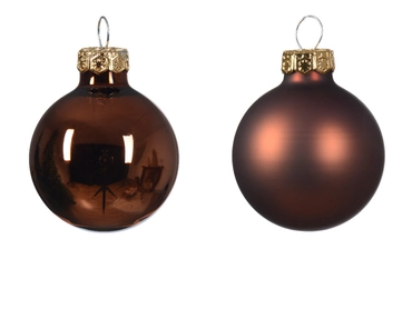 Decoris kerstballen set glas | 16 stuks | 3.5 centimeter | espresso - afbeelding 2
