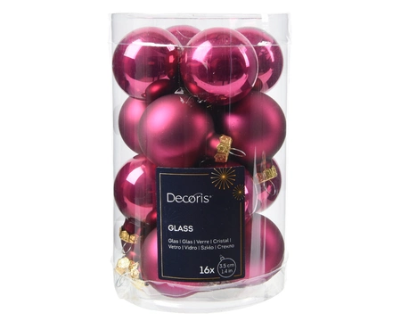 Decoris kerstballen set glas | 16 stuks | 3.5 centimeter | granaatappel - afbeelding 1