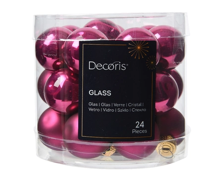 Decoris kerstballen set glas | 24 stuks | 2.5 centimeter | granaatappel - afbeelding 1
