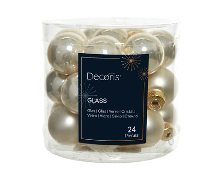 Decoris kerstballen set glas | 24 stuks | 2.5 centimeter | parel