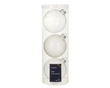 Decoris kerstballen set glas | 3 stuks | 10 centimeter | zilver - afbeelding 1