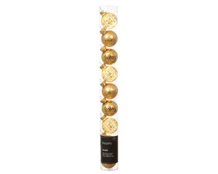 Decoris kerstballen set glas 3cm 9st licht goud