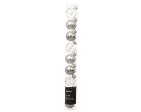 Decoris kerstballen set glas 3cm 9st zilver