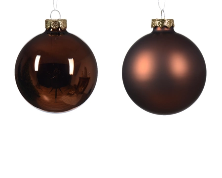 Decoris kerstballen set glas | 6 stuks | 8 centimeter | espresso - afbeelding 2