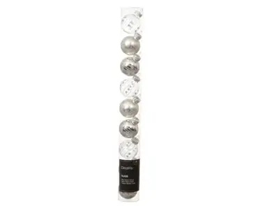 Decoris kerstballen set glas | 9 stuks | 3 centimeter | zilver