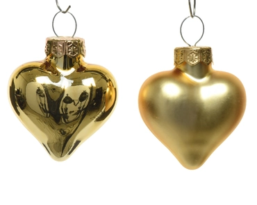 Decoris kerstballen set glas hart | 12 stuks | 4 centimeter | licht goud - afbeelding 2