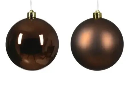 Decoris kerstballen set plastic 10cm 4st espresso - afbeelding 2