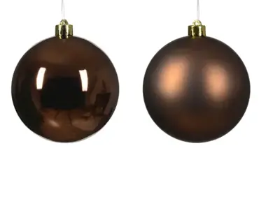 Decoris kerstballen set plastic 10cm 4st espresso - afbeelding 2