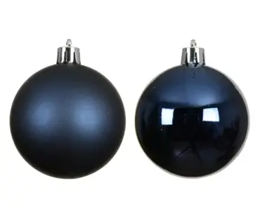 Decoris kerstballen set plastic 10cm 4st nachtblauw - afbeelding 2