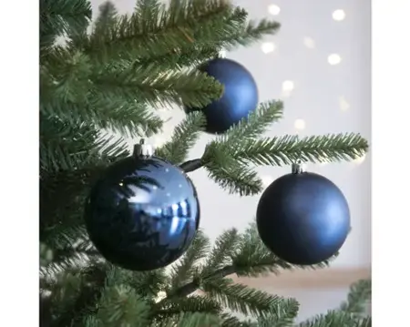 Decoris kerstballen set plastic 10cm 4st nachtblauw - afbeelding 3