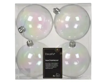 Decoris kerstballen set plastic 10cm 4st transparant/iris - afbeelding 1