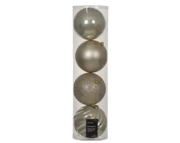 Decoris kerstballen set plastic 14cm 4st parel - afbeelding 1