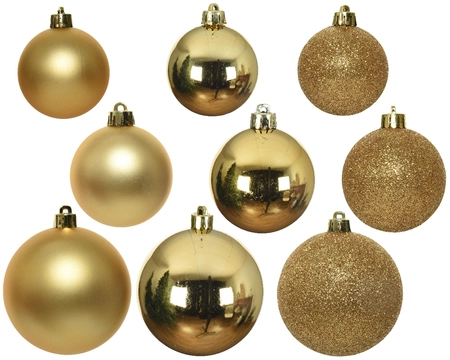 Decoris kerstballen set Plastic 26st licht goud 6-8-10cm