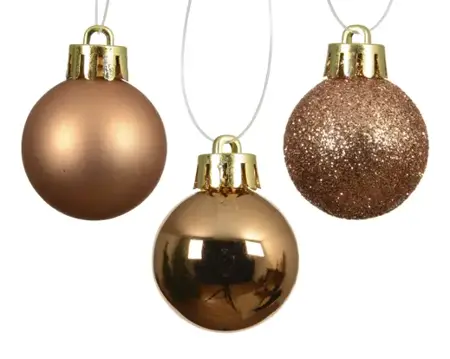 Decoris kerstballen set plastic 3cm brandy 14st - afbeelding 2