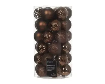 Decoris kerstballen set plastic 6cm 37st espresso - afbeelding 1