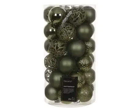 Decoris kerstballen set plastic 6cm 37st rosemarijn - afbeelding 1