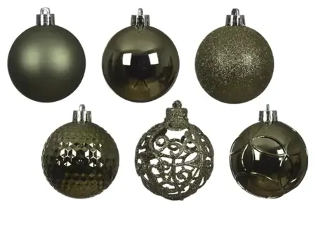 Decoris kerstballen set plastic 6cm 37st rosemarijn - afbeelding 2