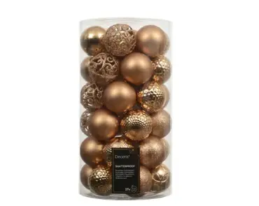 Decoris kerstballen set plastic 6cm brandy 37st - afbeelding 1