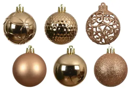 Decoris kerstballen set plastic 6cm brandy 37st - afbeelding 2