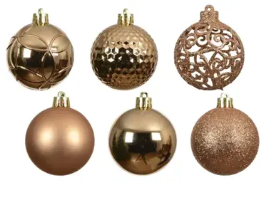 Decoris kerstballen set plastic 6cm brandy 37st - afbeelding 2