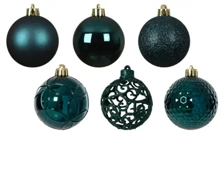 Decoris kerstballen set plastic 6cm emerald 37st - afbeelding 2