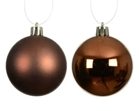 Decoris kerstballenset plastic d10cm 4st espresso - afbeelding 2
