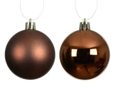 Decoris kerstballenset plastic d10cm 4st espresso - afbeelding 2