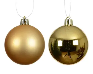 Decoris kerstballenset plastic d10cm 4st goud - afbeelding 2