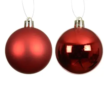 Decoris kerstballenset plastic d10cm 4st kerstrood - afbeelding 2