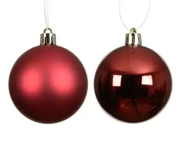 Decoris kerstballenset plastic d10cm 4st ossenbloed - afbeelding 2