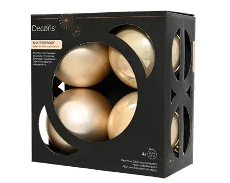 Decoris kerstballenset plastic d10cm 4st parel - afbeelding 1