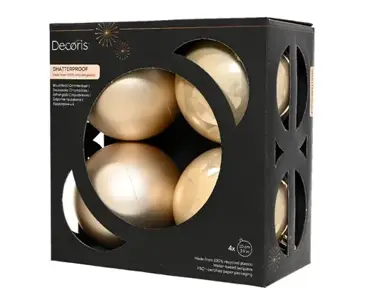 Decoris kerstballenset plastic d10cm 4st parel - afbeelding 1