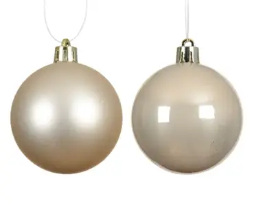 Decoris kerstballenset plastic d10cm 4st parel - afbeelding 2