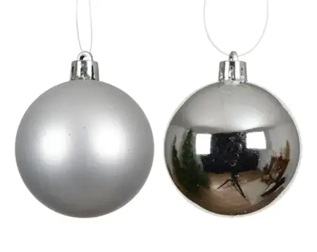 Decoris kerstballenset plastic d10cm 4st zilver - afbeelding 2